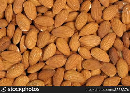 The plant texture; close-up of almonds nuts.