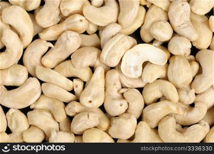 The plant texture, close-up of cashews nuts.