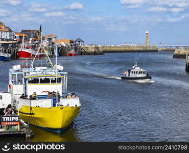 The port of Whitby on the North Yorkshire coast in the northeast of England.