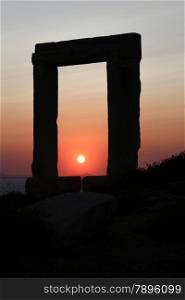 The Portara Gate of the Apollo Temple in Naxos island