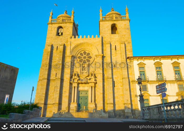 The Porto Cathedral at sunset. Porto, Portugal