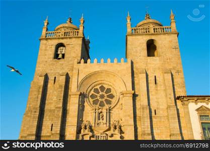 The Porto Cathedral bell towers at sunset. Porto, Portugal