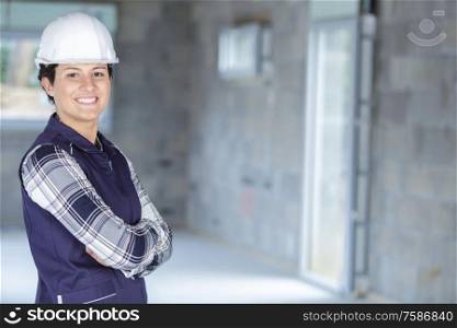 the portrait of woman builder