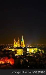 The Prague castle at the night time