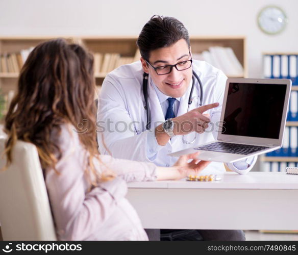 The pregnant woman visiting doctor for consultation. Pregnant woman visiting doctor for consultation