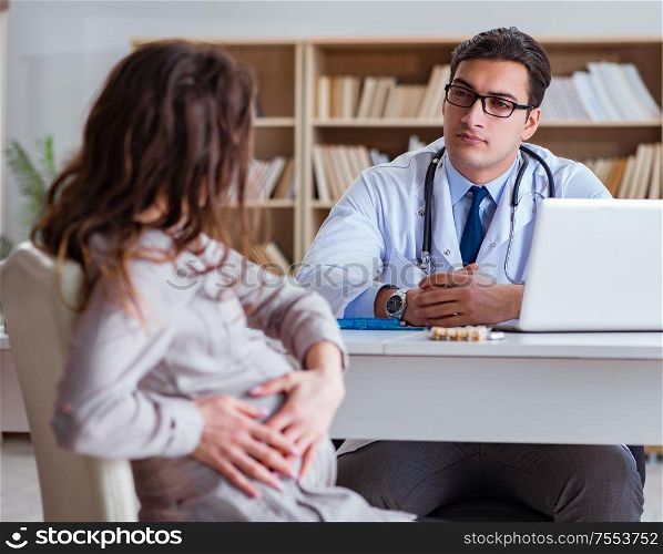 The pregnant woman visiting doctor for consultation. Pregnant woman visiting doctor for consultation