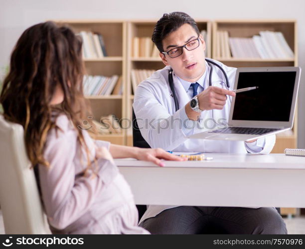 The pregnant woman visiting doctor for consultation. Pregnant woman visiting doctor for consultation