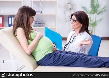 The pregnant woman visiting doctor for regular check-up. Pregnant woman visiting doctor for regular check-up
