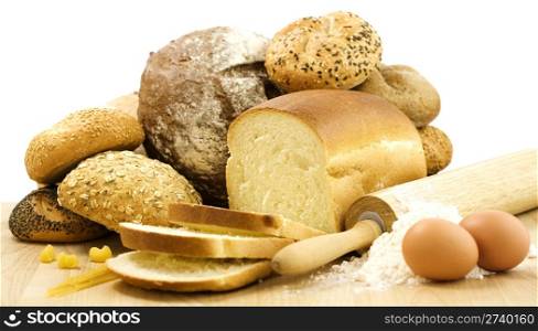 The preparations for making fresh homemade bread