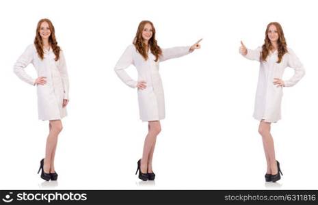 The pretty female doctor isolated on white. Pretty female doctor isolated on white