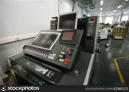 The printed equipment in shop of a modern printing house