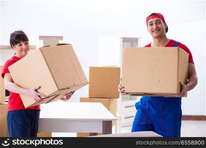 The professional movers doing home relocation. Professional movers doing home relocation