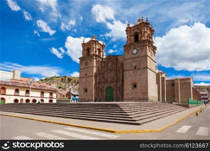 The Puno Cathedral or Catedral Basilica San Carlos Borromeo is an Andean Baroque cathedral in Puno, Peru