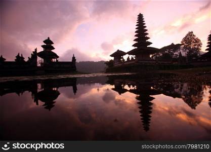 the Pura Ulun Danu Temple at the Bratan lake on the island Bali in indonesia in southeastasia. ASIA INDONESIA BALI LAKE BRATAN PURA ULUN DANU TEMPLE