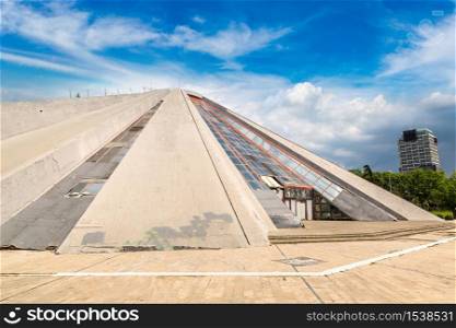 The Pyramid in Tirana, built by dictator Enver Hoxha in a beautiful summer day, Albania