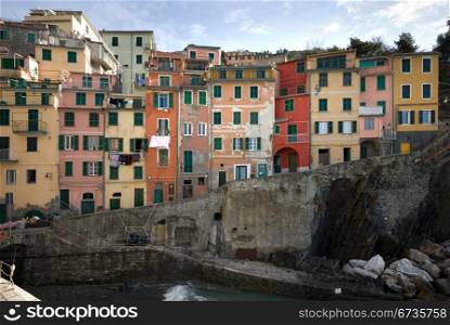 The quaint, picturesque fishing village of Riomaggiore, Cinque Terre, Italy