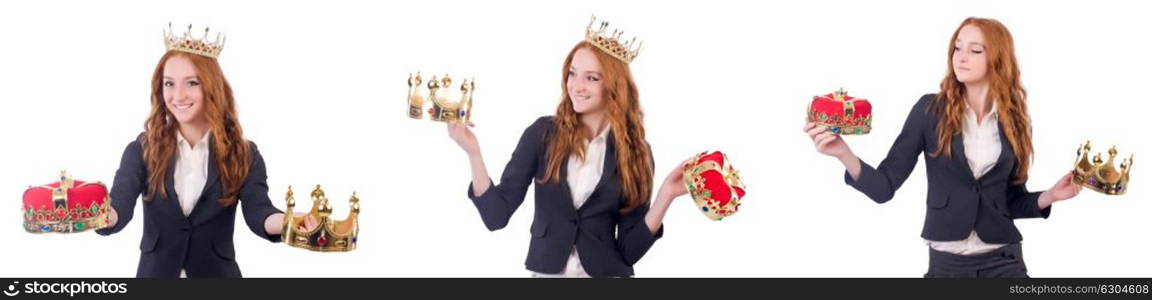 The queen businesswoman in business concept. Queen businesswoman in business concept