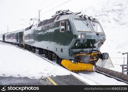 The railway at an altitude of 800 meters above sea level in the mountains of Norway