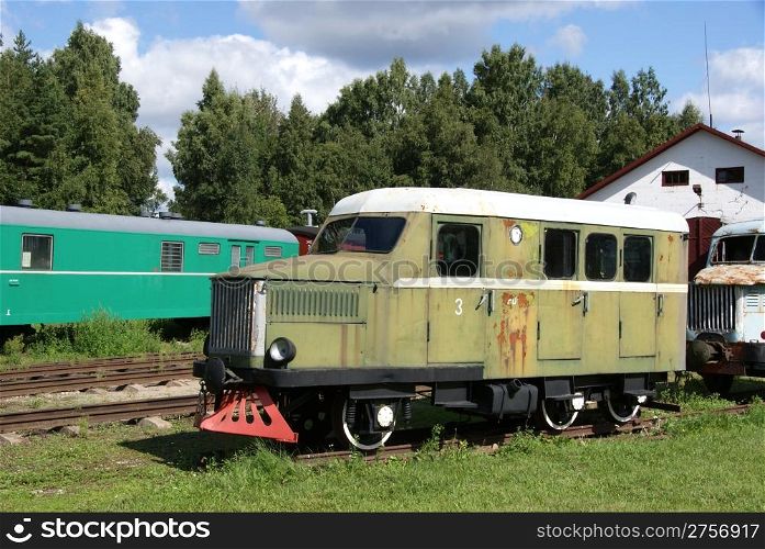 The railway car for transportation of workers in career