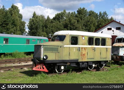 The railway car for transportation of workers in career