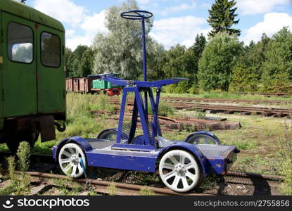 The railway hand car costs on a spare way