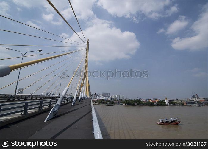 the Rama 8 Bridge at the chao phraya river in the city of Bangkok in Thailand. Thailand, Bangkok, November, 2017. THAILAND BANGKOK CHAO PHRAYA RIVER BRIDGE