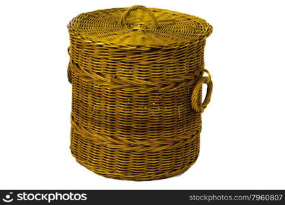 the rattan bin on isolated white background