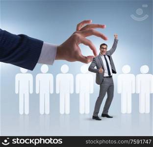 The recruitment and employment concept with selected employee. Recruitment and employment concept with selected employee