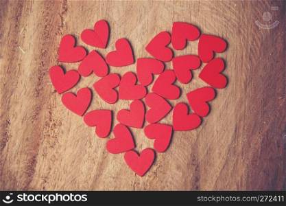 The red Heart shapes on abstract background in love concept for valentines day with sweet and romantic moment