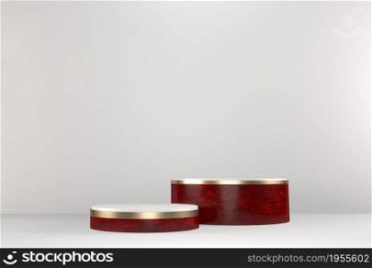 The Red Japanese podium show cosmetic product geometric japan style.3D rendering