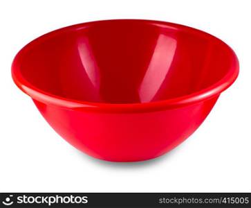 The red plastic bowl isolated on white background