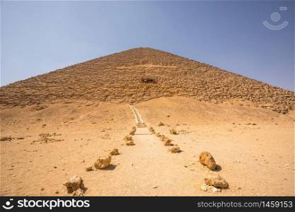 The Red pyramid of Dahshur with blue sky in Giza, Egypt