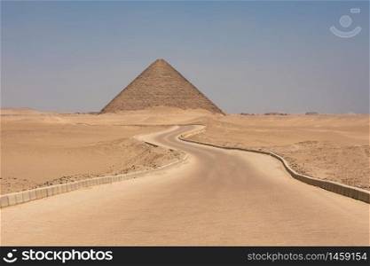 The Red pyramid of Dahshur with blue sky in Giza, Egypt
