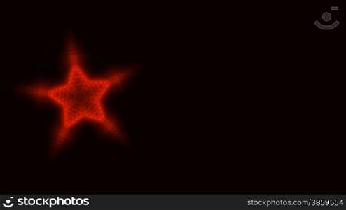 The red star rotates and changes against a dark background