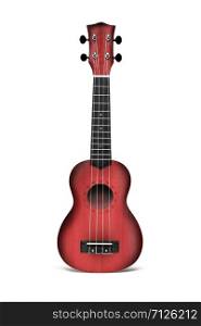The Red ukulele guitar isolated on the white background