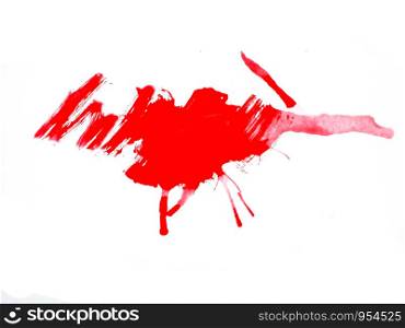 The red watercolor hand painting on paper white background