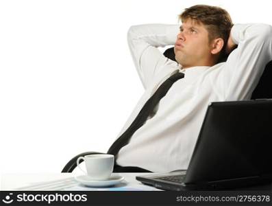 The relaxed businessman. It is isolated on a white background
