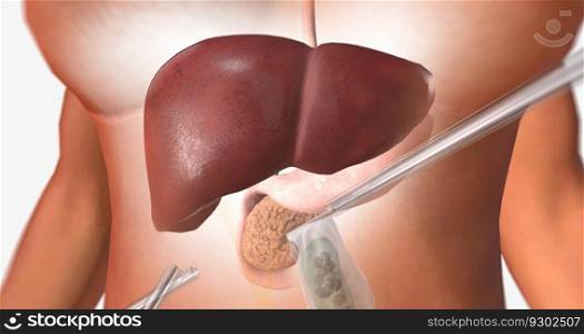 The Removal of the Gallbladder 3D rendering. The Removal of the Gallbladder