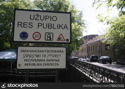 The Repubilc of Uzupio in the old Town of the City Vilnius in the Baltic State of Lithuania,