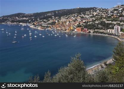 The resort of Villefranche-sur-Mer near Nice on the Cote d'Azur in the South of France.