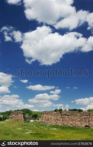 The rests of a wall of the castle in Krevo, Belarus.