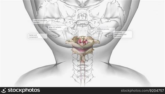 The Rheumatoid Arthritis in Cervical Spine 3D rendering. The Rheumatoid Arthritis in Cervical Spine