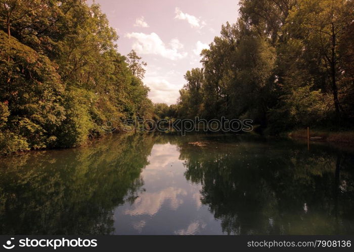 the Rhine River at the old town of Waldshut in the Blackforest in the south of Germany in Europe.