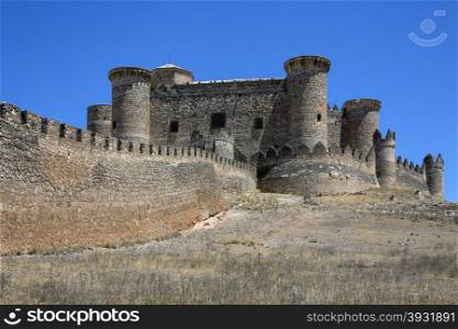 The riuns of Belmonte Castle in the La Mancha region of central Spain.