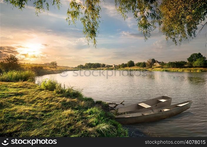 The river in the countryside in late summer