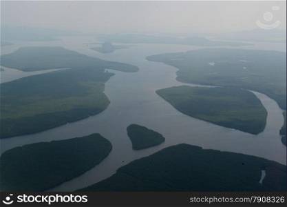 The Rivers with the mangroves outside of the City of Krabi on the Andaman Sea in the south of Thailand. . THAILAND