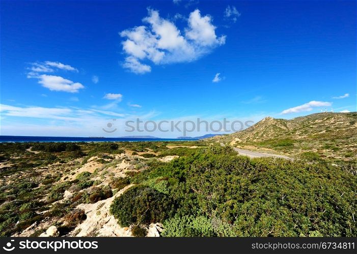 The Road Along the Coast of the Greek Island of Rhodes