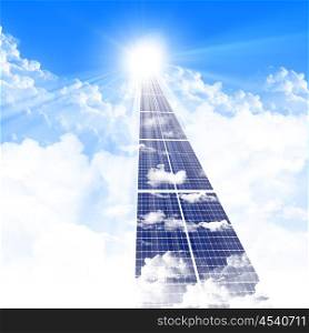The road from the solar panels disappearing in the sky