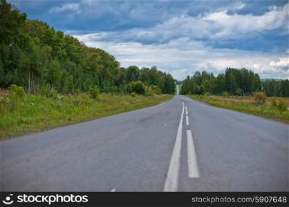 the road. Picture of empty countryside road