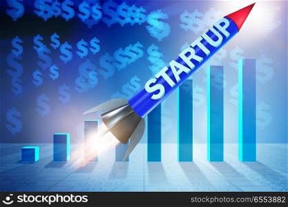 The rocket in business start-up concept - 3d rendering. Rocket in business start-up concept - 3d rendering. The rocket in business start-up concept - 3d rendering